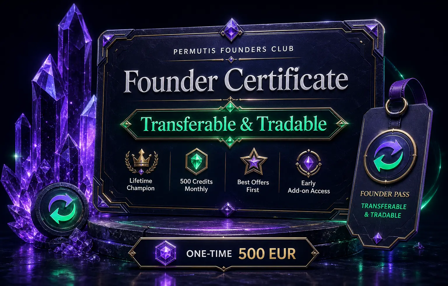 Permutis Founder Certificate mit Kristallen
